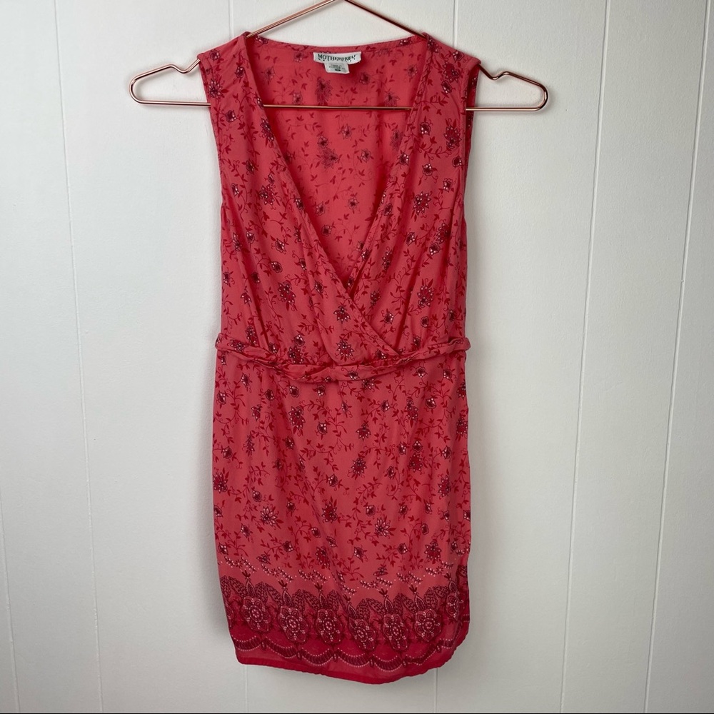 Motherhood Maternity Floral Print V-Neck Tie Sleeveless Top